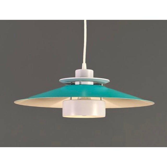 Turquoise and White Pendant Lamp from Dana Light, Denmark, 1970s For Sale - Image 10 of 10