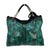 Lanvin Amalia Python Tote in excellent condition. Teal green python exterior trimmed with black patent leather, black...