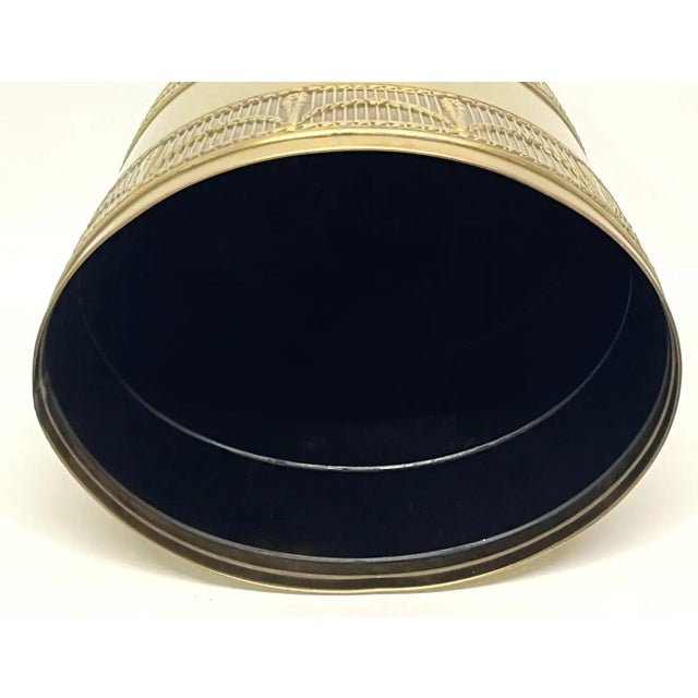 Austrian bronze & iron neoclassical trash can / wastepaper basket Austria, circa early 20th century Of oval form with a...