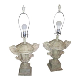 Vintage Composite Material Roman Urn Style Lamps/a Pair For Sale