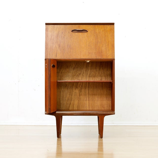 1960s Small Mid Century Danish Drinks Cabinet Secretary Desk For Sale - Image 4 of 9