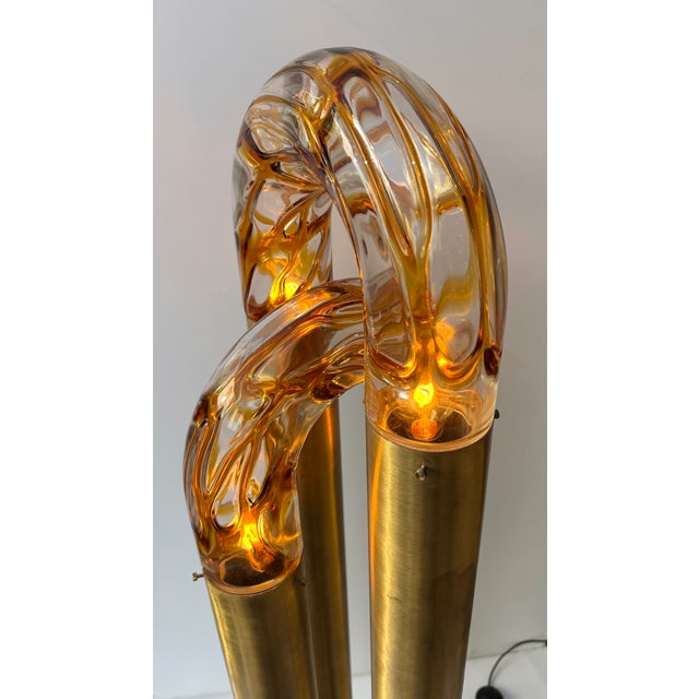 1970s Brass Floor Lamp Murano Glass by Aldo Nason for Mazzega, Italy, 1970s For Sale - Image 5 of 11