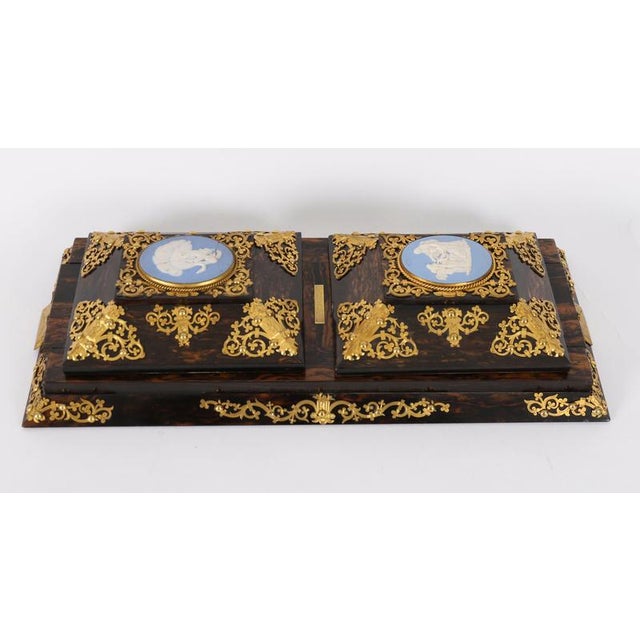 Antique Coromandel Ormolu Jasperware Desk Set from Edwards & Jones, 1800s, Set of 3 For Sale - Image 10 of 18