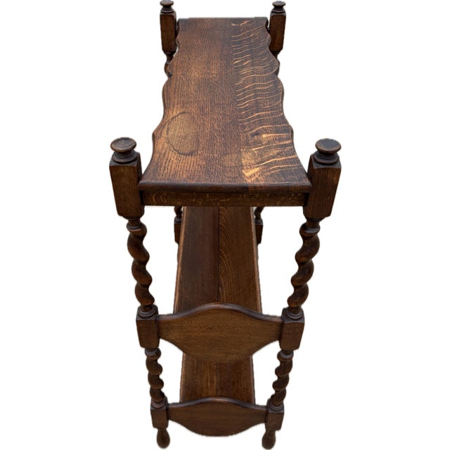 Brown Vintage Barley Twist English Book Case Book Trough For Sale - Image 8 of 8