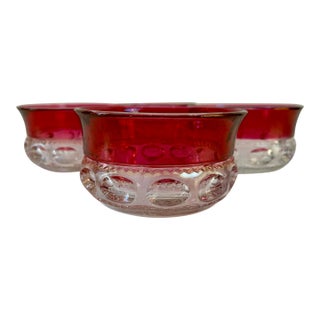 Art Deco Vintage Cranberry Red Fruit Bowls - Set of 4 For Sale