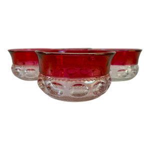 Art Deco Vintage Cranberry Red Fruit Bowls - Set of 4