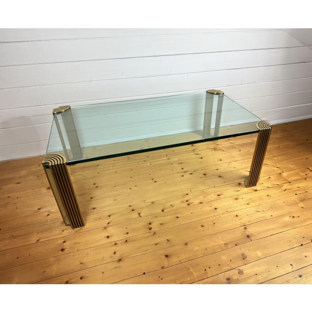 Modernist Art Deco Style Glass and Brass Coffee Table, 1980s For Sale - Image 6 of 11