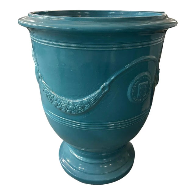 2020s French Anduze Jardiniere in Turquoise For Sale - Image 5 of 8