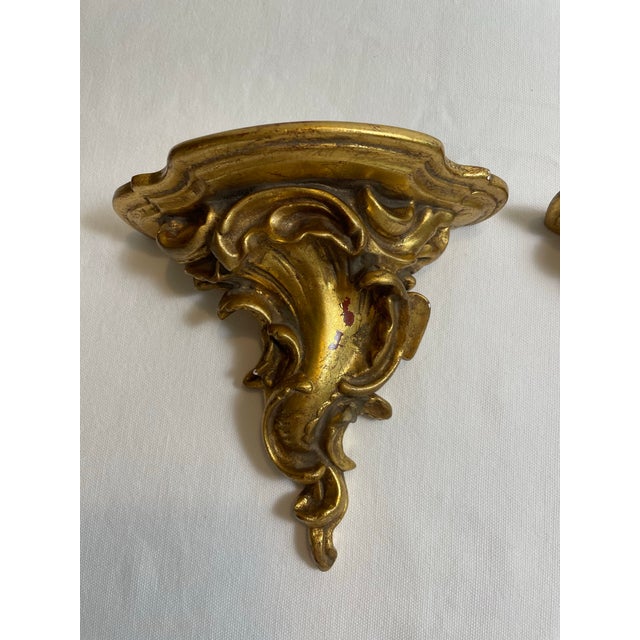 Petite Italian Rococo Gilt Wall Brackets For Sale - Image 4 of 7