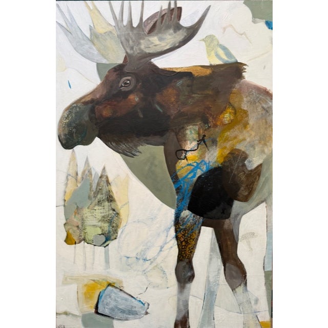 "Got Bark?" a Moose Painting by LWren Walraven For Sale