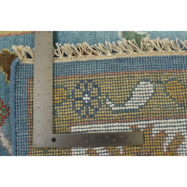 Oushak Rug 9′ X 11’8” Blue Wool Traditional Hand-Knotted Oriental Carpet For Sale - Image 12 of 12