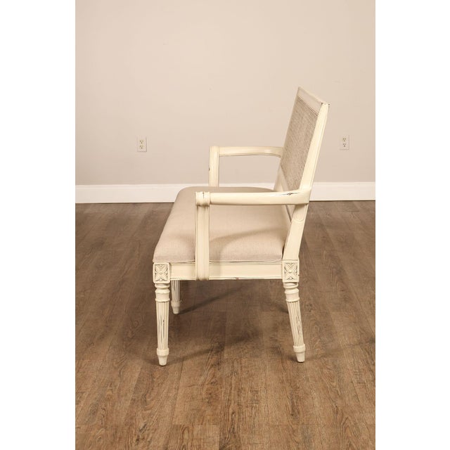 Alden Parkes Country French Louis XVI Style Caned Back Painted Settee For Sale - Image 16 of 18