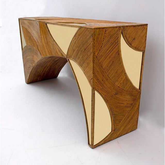 Central Console in Rattan & Brass from Vivai del Sud, 1970s For Sale - Image 6 of 10