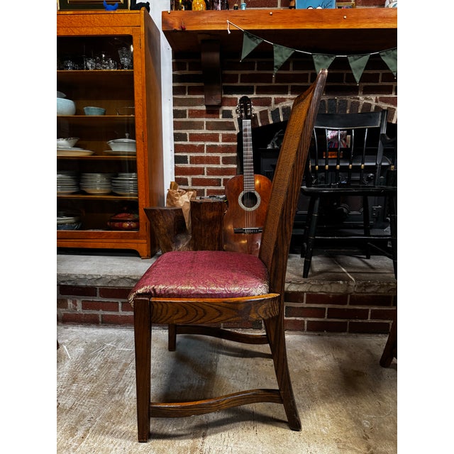 1970s 1970's Burlington Furniture Oak & Cane High-Back Dining Chairs, Set of 4 For Sale - Image 5 of 12