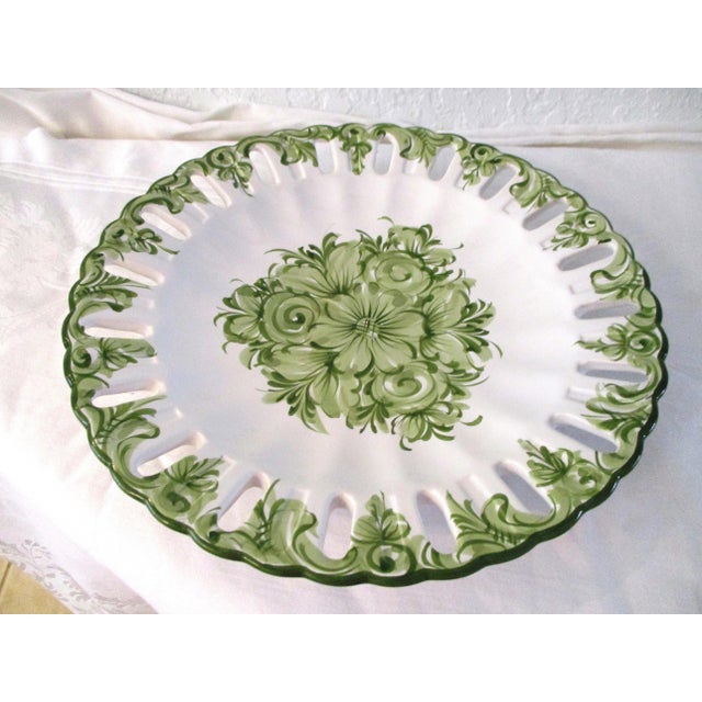 Vintage Portuguese Green Floral Serving Plate Chairish