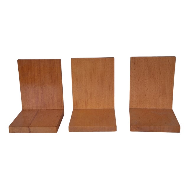 Mid-Century Bookends in Beechwood, 1950s, Set of 3 For Sale