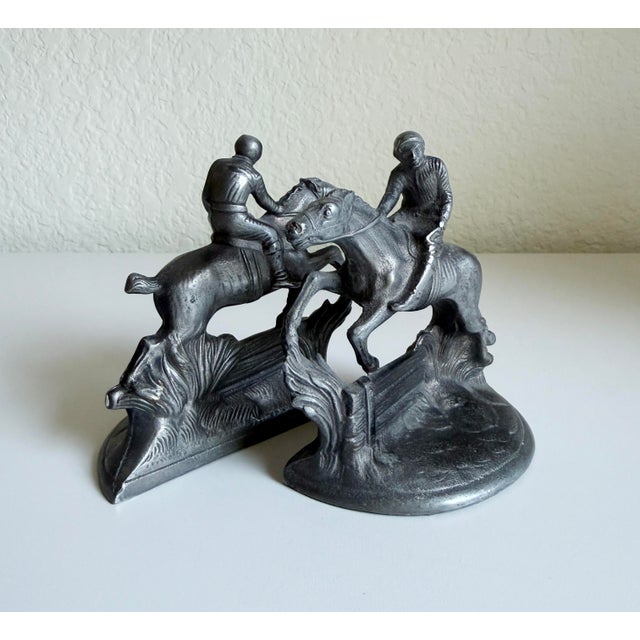 Metal 1920s Horse and Rider Equestrian Bookends - A Pair For Sale - Image 7 of 11
