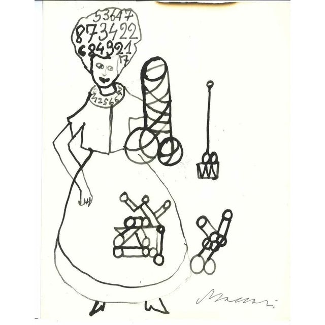 Watercolor drawing on paper realized by Maccari in the mid-20th Century. Hand signed lower left. Very good condition...