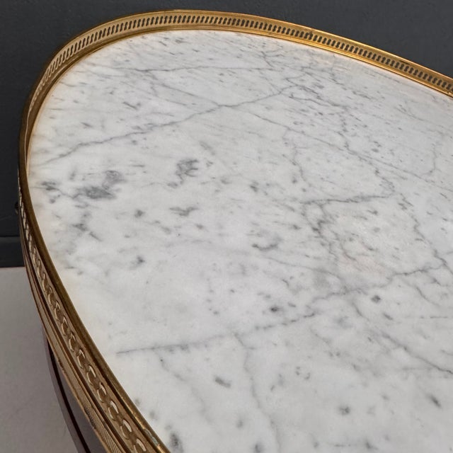 Metal French Louis XVI Style Bouillotte Table with Marble Top and Leather Slides, 1920s For Sale - Image 7 of 18