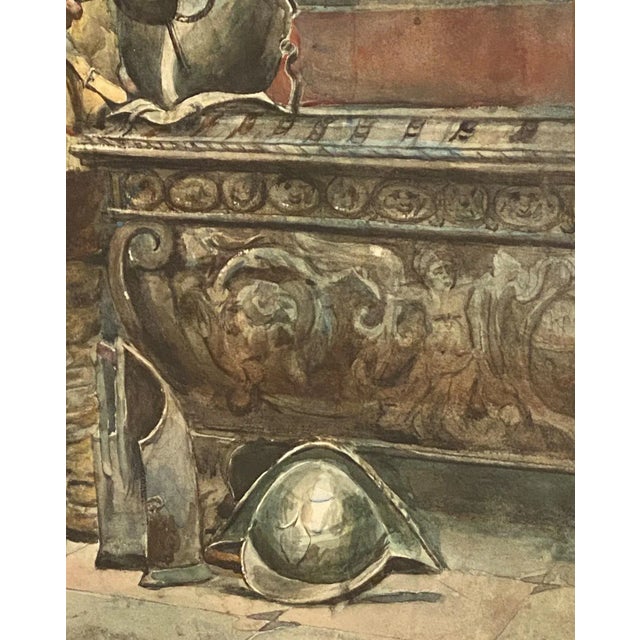 Circa 19th Century Watercolor of a Squire, Italy For Sale - Image 4 of 6