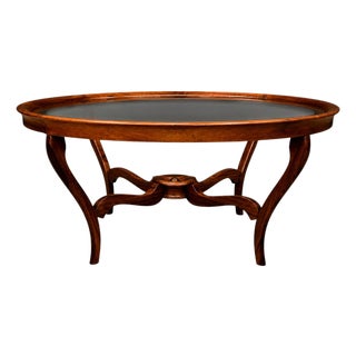 Circular Coffee Table in Caviúna Wood & Glass by Giuseppe Scapinelli, Brazil, 1950s For Sale