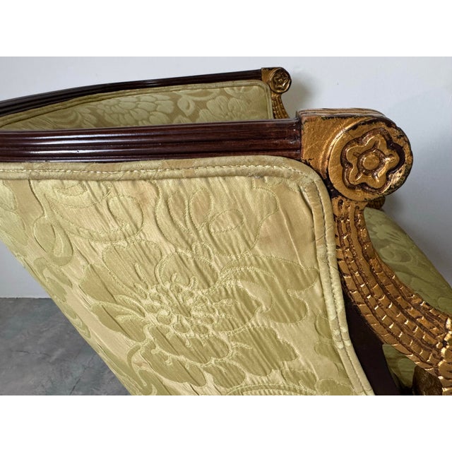 Vintage Neoclassical Style Carved Swan Barrel Back Upholstered Lounge Chairs – A Pair/ Sold For Sale - Image 11 of 12