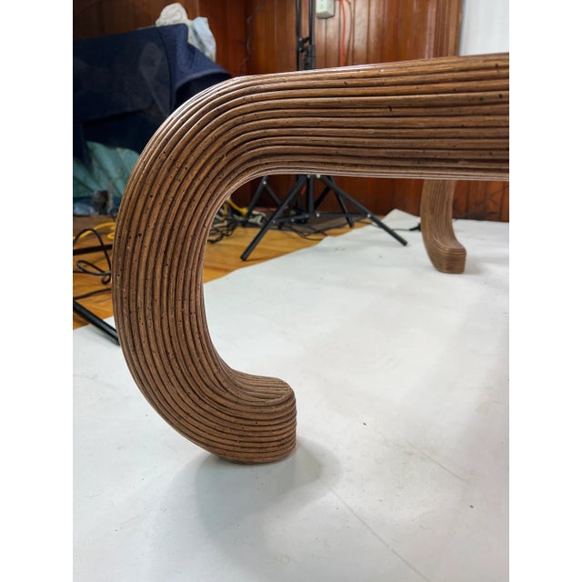 Coffee Vintage Split Reed Rattan Chow Leg Coffee Table For Sale - Image 8 of 12