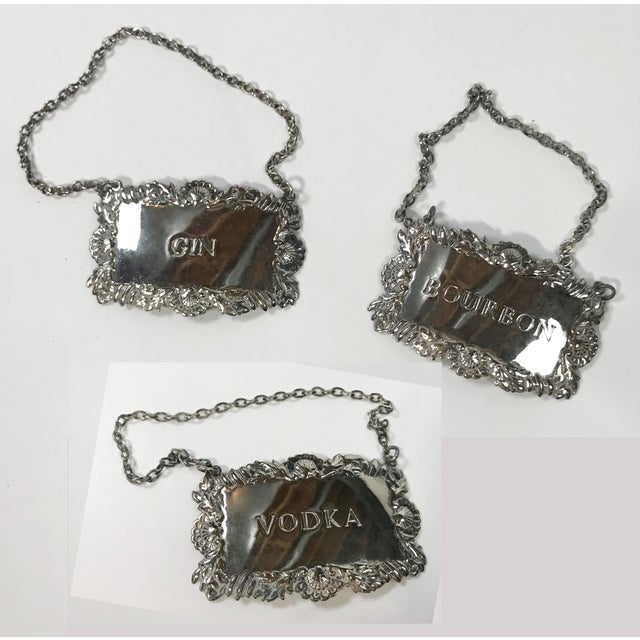 Silver-Plate Liquor Decanter Tags, S/3