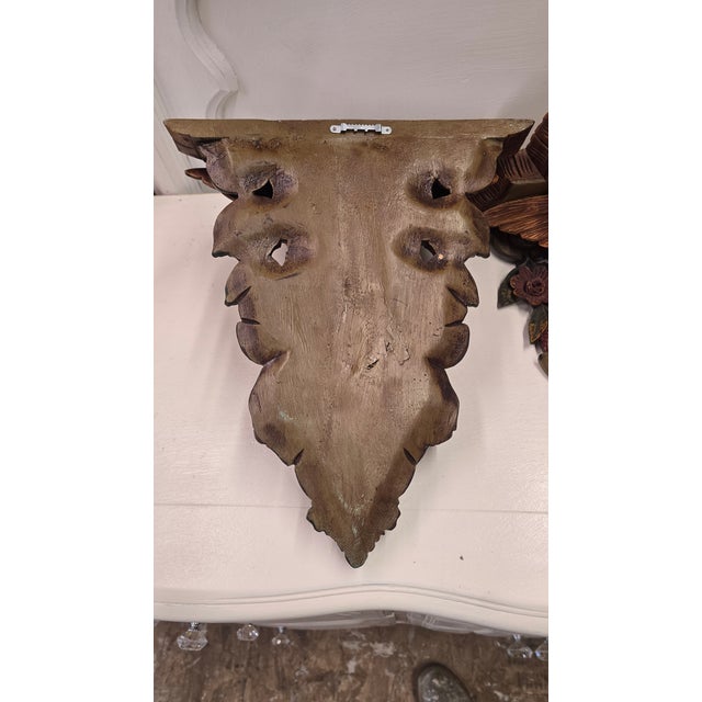 1980s Vintage Italian Carved Wood Cherub Wall Sconces a Pair For Sale - Image 5 of 12
