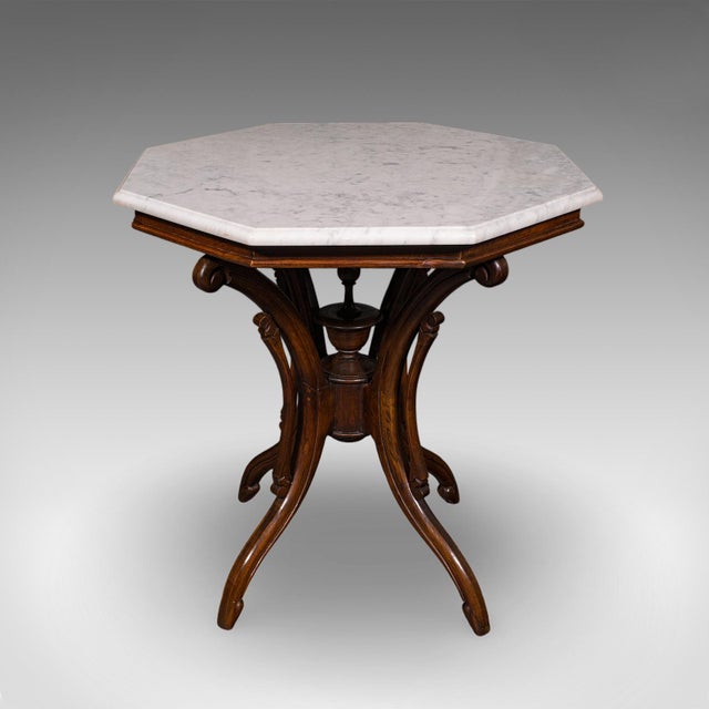 Vintage Octagonal Tea Table, English, Marble Top, Occasional, Regency Revival For Sale - Image 6 of 12