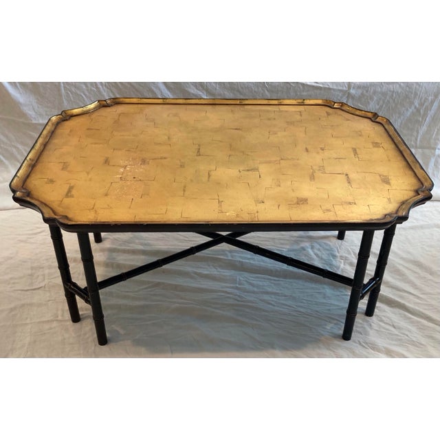 Ornamental & Decorative Materials Kittinger Chinese Chippendale Faux Bamboo Tray Top Cocktail Table Gold Finish Top For Sale - Image 7 of 11