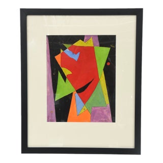 Vintage Rolph Scarlett Acrylic on Paper Custom Framed 1960's For Sale