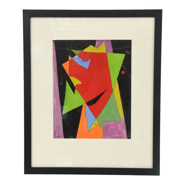 Vintage Rolph Scarlett Acrylic on Paper Custom Framed 1960's For Sale