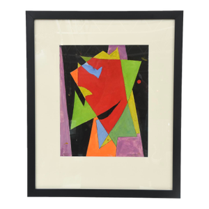 Vintage Rolph Scarlett Acrylic on Paper Custom Framed 1960's