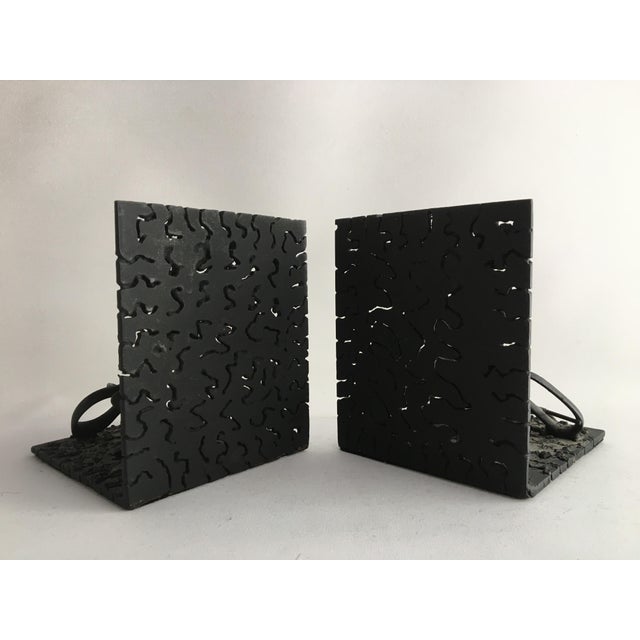 1970s Folk Art Metal Bookends - a Pair For Sale In Los Angeles - Image 6 of 13