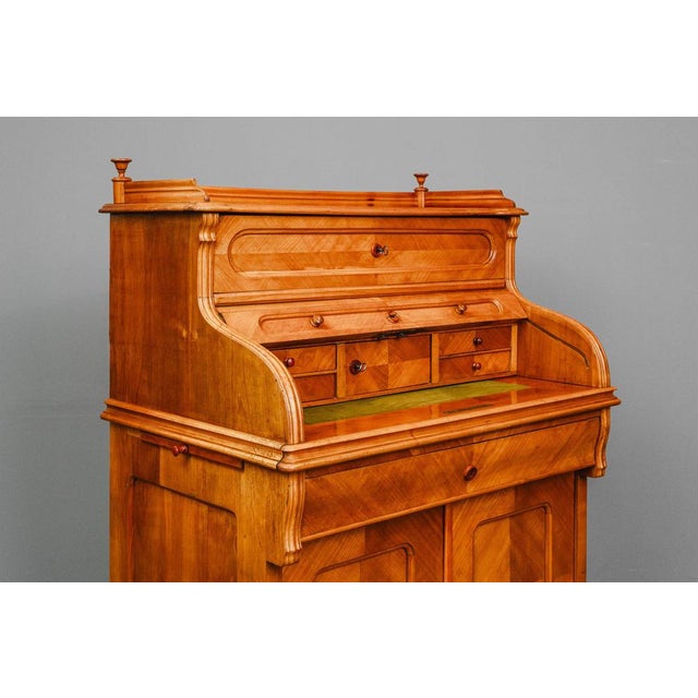 Louis Philippe Cylinder Secretary in Cherrywood, Mid-19th Century For Sale - Image 11 of 18
