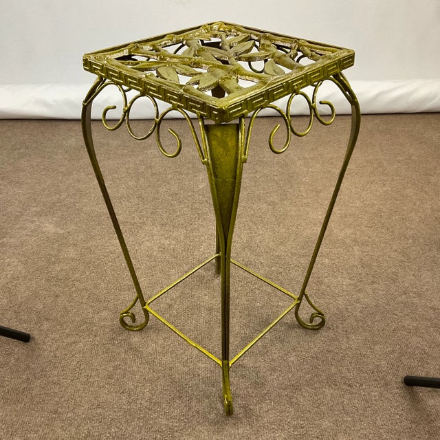 Vintage Chinoiserie Bamboo Motif Metal and Cast Iron Plant Stand For Sale - Image 13 of 13