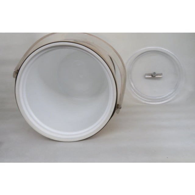 Late 20th Century Mid Century George Briard Mirror Gold and Lucite Ice Bucket Caddy Barware 4184b For Sale - Image 5 of 11
