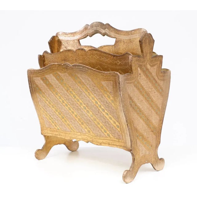 Vintage Italian Florentine Magazine Rack in Giltwood, 1958 For Sale - Image 12 of 12