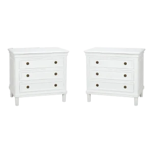 Pair of Rustic White Nightstands