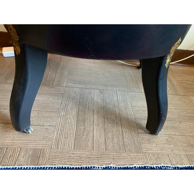 Exceptional 19th Century English Victorian Papier-Mâché Gothic Revival Black Lacquer Arm Chair For Sale - Image 12 of 17
