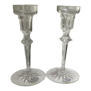 Pair of 1980s Rogaska Crystal Candlesticks, Signed