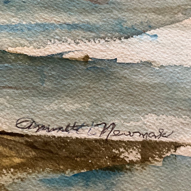 Mid-Century Modern 1980’s Original Abstract River With Rocks & Trees Double Sided Watercolor Painting Signed For Sale - Image 3 of 3