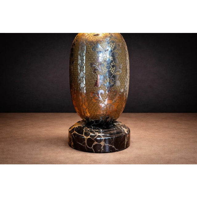 1930s Art Nouveau Table Lamps in Metal, Brass and Marble - a Pair For Sale In New York - Image 6 of 9