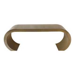 Vintage Karl Springer Style Laminate Console Sofa Table, Gold Finish For Sale