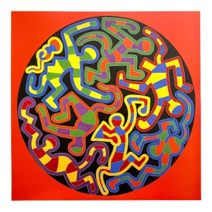 Keith Haring Estate Vintage 1999 Lithograph Print Pop Art Poster " Monkey Puzzle " 1988