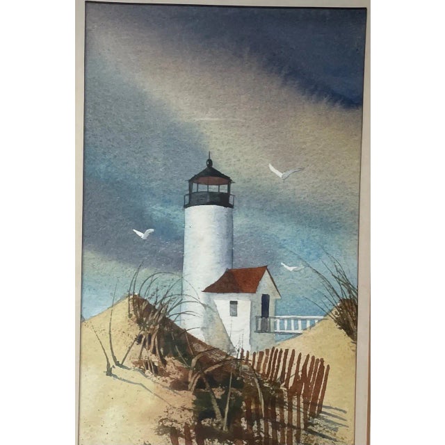 White Vintage Donald Allen Mosher 'Rockport Lighthouse' Painting - Straitsmouth Light? For Sale - Image 8 of 11