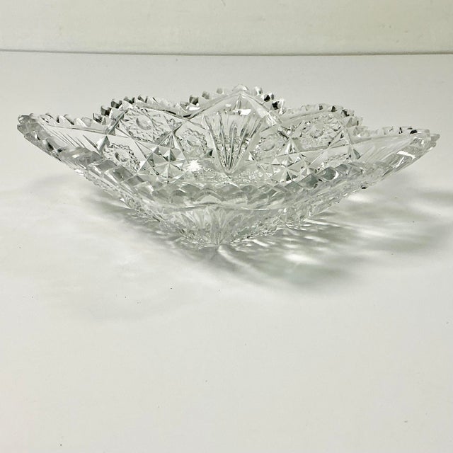 Late 1800s Antique Boho Chic Hollywood Regency American Brilliant Cut Glass Square Serving Dish For Sale - Image 4 of 10