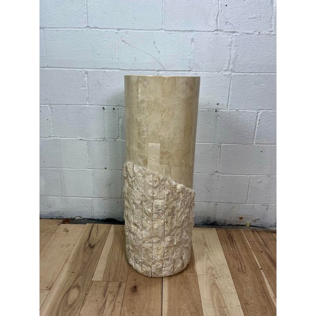 Vintage Postmodern Tessellated Stone Pedestal Sculptural Textured Base 1980s For Sale - Image 4 of 9