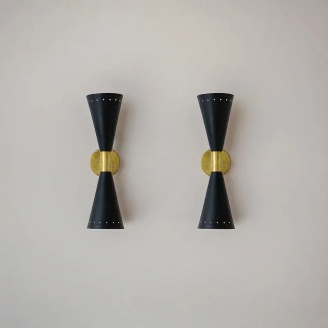 Italian Brass Wall Lamps, 1950s, Set of 2, in Very Good conditions. Designed 1950 to 1959 Up to 250V (Europe/UK...